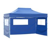 vidaXL Professional Folding Party Tent with 3 Sidewalls 3x4m Blue Steel Gazebo