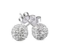 New, Promo Price, Ltd. Time Only. Quality, Solid Sterling Silver 925 (Not Plated) and AAA Crystals. Diamond Chip Effect Ball Stud Earrings. Boxed. (8mm, Clear)
