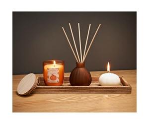New Pumpkin Diffuser & Candle Set with Display Stand - Autumn Harvest Home Décor with Nutmeg & Cinnamon Fragrance, Cozy Fall Scented Candle and Reed Diffuser Gift Set A-98