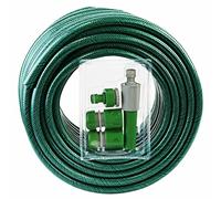 New PVC Fiber Braided Reinforced Garden Water Hose Pipe Set with Nozzles and Fittings Comfort Flexible Stretch Nylon Braided Expandable Pipe With 4 Spray Nozzle For Irrigation Car Wash Gardening (20M)