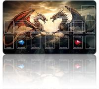 New Qindaiwen playmat with Zones, Size 27.5x15.7 Inch Game Mats, The Wolf TCG CCG OCG Trading Card Game Mat, Master Rule Duel Field Zones, Two Dragons Fighting