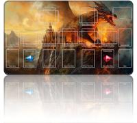 New Qindaiwen playmat with Zones, Size 27.5x15.7 Inch Game Mats, The Wolf TCG CCG OCG Trading Card Game Mat, Master Rule Duel Field Zones, Dragon on Fire