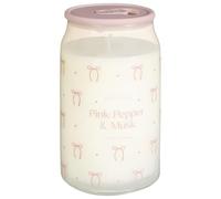 New Quiet Luxury Long-Lasting Pink Pepper & Musk Scented Candle - Elegant Pink Bow Design, Stylish Home Décor Accent & Great Seasonal or Holiday Option Gift -A24