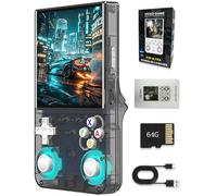 New R36 Ultra Handheld Game Console, 4" IPS Screen Portable Video Game Console , Built in 64G Card & 20000 Games, Linux System Support WiFi Bluetooth (Black,64G)