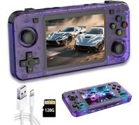 New R36H Retro Handheld Game Console, 3.5" IPS Screen Portable Video Game Console ,Built in 128G Card & 20000 Games,Open Source Linux System (Purple,128g)