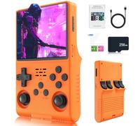 New R40S Pro 30000 in 1 Handheld Game Console 256G, 3.5-Inch IPS Screen Linux System Mini Retro Video Console Built in 45+ Emulators, 3800mAh Battery(Orange)