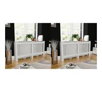 vidaXL Radiator Cover MDF Wood Grill Cabinet Heater Cover Shelf Heating Unit