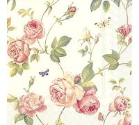 New Rambling Rose Cream 3ply Napkin 20pk (33 x 33 cm)