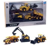 New Ray Volvo Construction Vehicle Die-Cast Set, 3 Pieces, Scale Models, Ages 5+