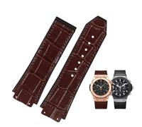 New Real Cow Leather Rubber Brown Black Watch Band 26 * 19mm For Strap Stainless Buckle (Brown no buckle,26-19mm)