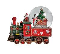 New Red Musical Traditional Santa Train Snowglobe With Beautiful Snowflake Detailing And Classic Christmas Colours Xmas Ornament Ideal For Mantelpieces & Tables Christmas Decor Gift - N21