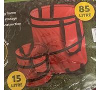 New ||Red Pop-Up Garden Bin Set||85L and 15L, Lightweight Foldable with Carry Handles|| ideal for general Garden waste||