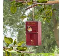 New Red Stunning Mailbox Style Bird House - Charming Garden Nesting Box for Small Wild Birds, Decorative Free Hanging Outdoor Décor-G76