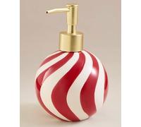New Red & White Christmas Bauble Striped Soap Ceramic Dispenser, Add A Sweet Touch to Your Sink, Brightens Up your Space and Makes Everyday Handwashing More Delightful, Perfect for Toilet.