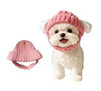 New Red Wool Knit Dog Beanie with Ear Flaps,Warm Winter Hat, Soft Knitted Pet Cap, Dog Beanie with Ear Holes, Soft Breathable Knits Pom Pom Dogs Beanies Hats Reds for Small Dogs (Pink,1pc)