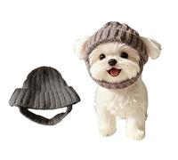 New Red Wool Knit Dog Beanie with Ear Flaps,Warm Winter Hat, Soft Knitted Pet Cap, Dog Beanie with Ear Holes, Soft Breathable Knits Pom Pom Dogs Beanies Hats Reds for Small Dogs (Gray,1pc)