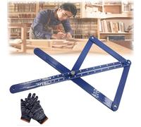New Rele Premium Corner Angle Finder, 2025 New Angle Finder Tool with Locking Metal Knobs, Stainless Miter Saw Bevel Gauge and Corner Angle Finder for Brick, Stone, Tile (Blue)