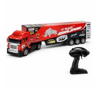 New||Remote Control Rally Team Racing Truck with LED Lights Large Transportable Carriages RC Off-Road Transport Vehicle RC Container Transporter truck Remote Control Truck Toy for Boys & Girls Gifts||
