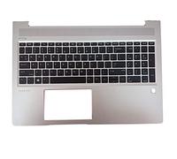 New Replacement for HP Probook 450 455R G6 450 455 G7 Laptop Upper Case Palmrest Non-Backlit Keyboard Assembly Part Top Cover L45091-001 Silver