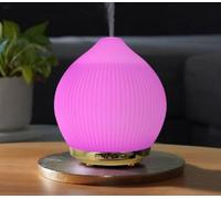 New Restore Textured Glass Diffuser with Elegant Textured Glass Cover with Metallic Base, 150ml Water Tank Capacity, 10 Hours of Mist and A Choice of 7 Colour LED Mood Lights