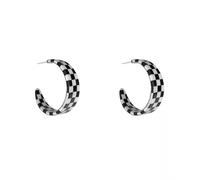 New Retro Exaggerated Black And White Checkerboard C-Shaped Acrylic Earrings Sweet Colorful Resin Drop Earrings Party Jewelry Professional