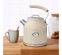 New Retro Gloss Jug Kettle 1.7L | 3KW Rapid Boil | Temperature Gauge | Cordless 360° Base | Grey Electric Kettle with Gloss Finish M-03 (Cream)