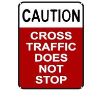 New Retro Metal Tin Sign Caution Cross Traffic Does Not Stop Warning Sign Home Club Bar Man Cave Garage Farm Wall Road Bicycle Lane Street Decorative