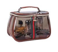 New Retro Vintage Vanity Bag - Large Capacity Waterproof Transparent Makeup Cosmetic Bag with Zipper - Luxury Toiletry Organizer for Women Ladies Travel & Storage