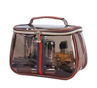 New Retro Vintage Vanity Bag Makeup Bag Large Capacity Waterproof Transparent Toiletry Bag Luxury Cosmetic Bag Women Ladies Travel Storage Case (Coffee)