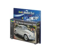 Revell Model Set 67083 VW Beetle Limousine 68 1:24 Scale Unbuilt/Unpainted Plastic Model Kit with Contacta Professional Glue, Paintbrush & Selected Aqua Color Paints