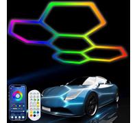 New RGB Hexagon Lights with Remote Control, Hex LED Garage Light, with Music Mode Hexagon Ceiling LED Lights, for Basement Gym Bar Decor
