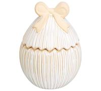 New Ribbed Egg Jar with Bow, Bring a Touch of Charm and Seasonal Elegance to your Home, Spring Displays, Or Everyday Interiors, Ideal for Storing Small Treats, A Festive Appeal to Any Space.