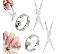 New Ring-Shaped Cat Eye Magnet for Nails, Y & Ring Magnet-Wide Beam,Heart,French, Portable Cutout Round Cat Eye Nail Tool, for Beginners, Home DIY, Nail Artists (Mix)