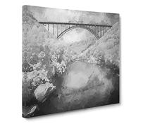 New River Gorge Bridge Canvas Print | Gallery Wrapped 30mm Frame Wall Art | 20x20 inches | Ready to Hang | Abstract Landscape Picture | Living Room Bedroom Lounge Office