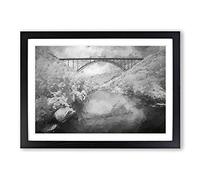 New River Gorge Bridge in Abstract Framed Print | A2 Black Framed Wall Art | Ready to Hang | Abstract Cityscape Picture | Living Room Bedroom Lounge Office