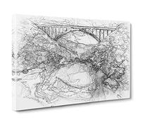 New River Gorge Bridge Sketch Canvas Print | Gallery Wrapped 30mm Frame Wall Art | 24x16 inches | Ready to Hang | Modern Landscape Picture | Living Room Bedroom Lounge Office