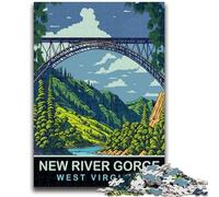 New River Gorge Jigsaw Puzzles for Teenagers 1000 Piece, Learning Educational Toys Family Games with Matching Poster And Trivia Sheet 1000pcs(50x75cm)