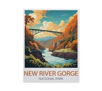New River Gorge National Park West Virginia Vintage Travel Poster,Puzzle 1500 Pieces Wood Puzzle Adult Children;s Educational Toy Family Decompression Game-AV171-57x87cm