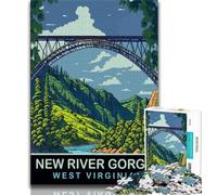 New River Gorge Puzzles for Teenagers Teens 1000pc Puzzle,Learning Educational Toy for Is Ideal As A Gift for The Whole Family 50x75cm