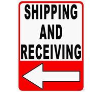 New Road Aluminum Sign Shipping and Receiving - Left Arrow - Warehouse Ship Receive Loading Dock Warning Outdoor Decoration 8"x12"