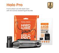 New -Road Angel Halo Pro 2 Front and Rear Dash Cam with 64GB SD Card & Hardwiring Kit Bundle - Dash Cam Only