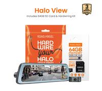 NEW - Road Angel Halo View 2 Rear View Mirror and Dash Cam with 64GB SD Card & Hardwiring Kit Bundle - Dash Cam Inc SD & HWK