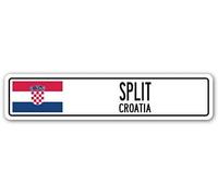 New Road Sign SPLIT CROATIA Street Sign Croatian flag city country road wall tin Sign 4x16 inches