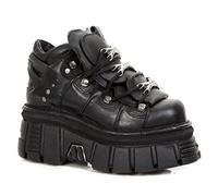 New Rock 106 S29 Unisex Goth Punk Black Metallic Platform Ankle Boots 11