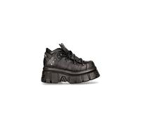 New Rock 106N-S52 TOWER SHOES Metallic Black Leather Biker Punk Gothic Boots - black 4