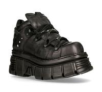 New Rock 106N-S52 Unisex Tower 100% Black Leather Goth Platform Punk Fashion Ankle Boots Shoe 12