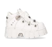 New Rock 106N-S8 Metallic White Leather Biker Punk Gothic Boots