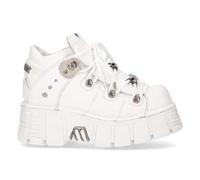 NEW ROCK 106N-S8 PLATFORM SHOES Metallic White Leather Biker Punk Gothic Boots