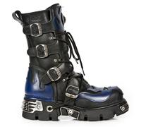 New Rock 107-S2 Mens 100% Leather Silver Skull Devil Metallic Boots