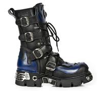 New Rock 107-S2 Mens 100% Leather Silver Skull Devil Metallic Boots - EU 39